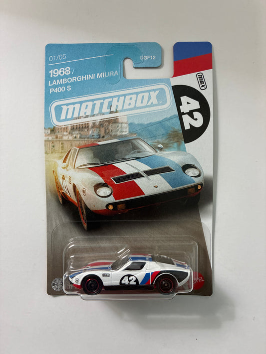 Matchbox 1/64 Super Cars Series 1968 Lamborghini Miura P400 S White - JJR50