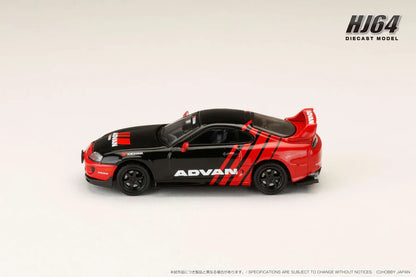 Hobby Japan 1/64 Toyota Supra (JZA80) YOKOHAMA ADVAN COLOR Customized Ver. Black & Red - HJ645042AV