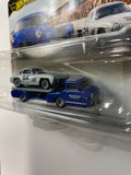 Hot Wheels 1/64 Car Culture Team Transport Mercedes-Benz 300 SL w/ ‘55 Mercedes-Benz Blaues Wunder Blue & Grey