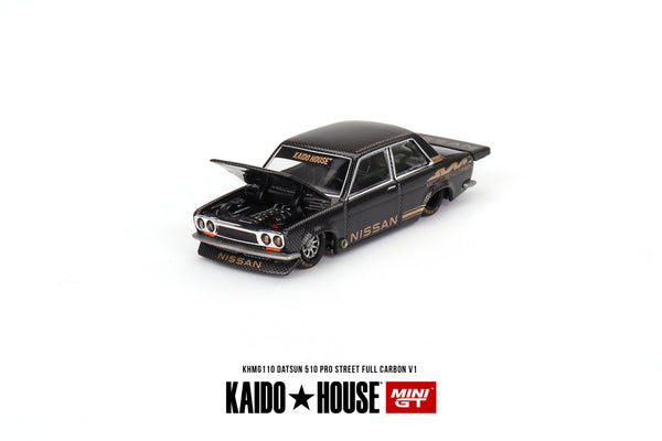 Mini GT x Kaido house 1/64 Datsun 510 Pro Street Full Carbon V1 Black