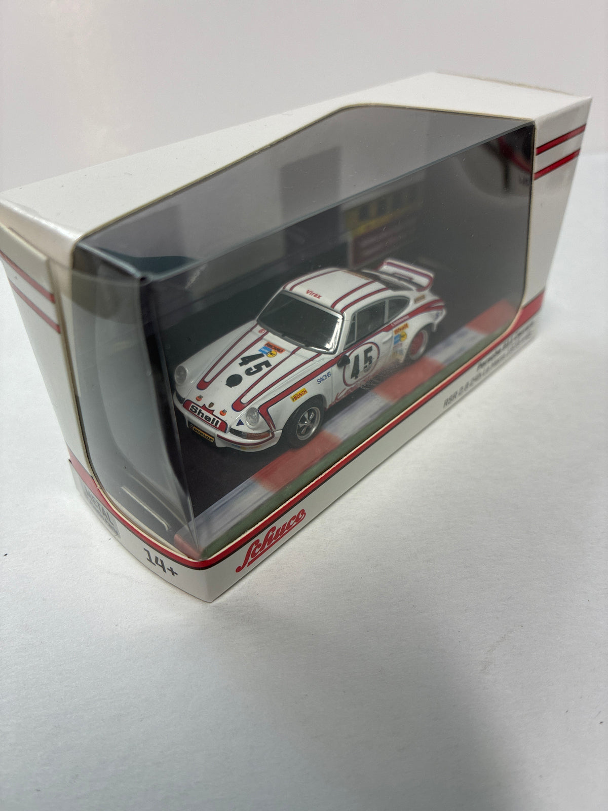 Tarmac Works x Schuco 1/64 Porsche 911 Carrera RSR 2.8 24h Le Mans 1973 #45 White - T64S-023-73LM45