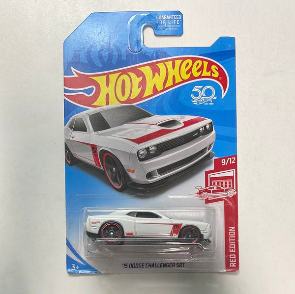 Hot Wheels 1/64 Target Red ‘15 Dodge Challenger SRT White - Damaged Card