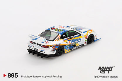 Mini GT 1/64 LB-Super Silhouette Nissan S15 SILVIA #555 2023 Formula Drift Japan White & Blue