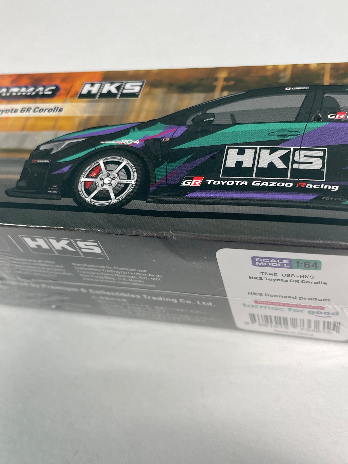 Tarmac Works 1/64 HKS Toyota GR Corolla Black Global64 - T64G-066-HKS - Damaged Box