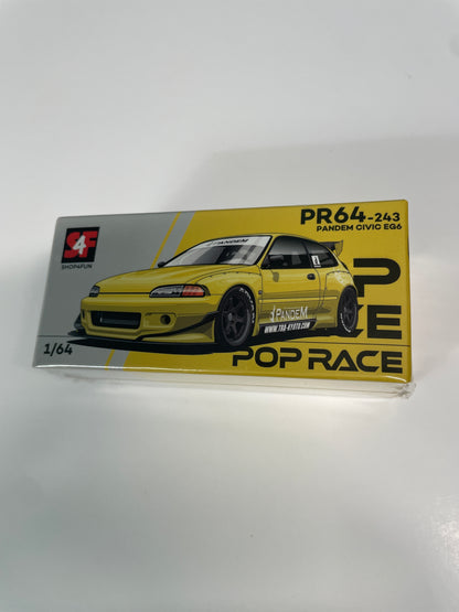 Pop Race 1/64 Philippine Manila Exclusive Pandem Honda Civic EG6 Yellow
