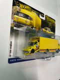 Hot Wheels 1/64 Car Culture Team Transport 1972 Toyota Corolla Levin & Sakura Sprinter Yellow - Damaged Card