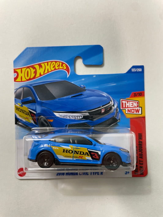 Hot Wheels 1/64 2018 Honda Civic Type R Short Card Blue - Damaged Box