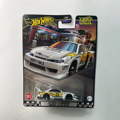 Hot Wheels 1/64 Boulevard Mix U LB Super Silhouette Nissan Silvia (S15) White - HRT64