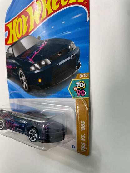 *Japan Card* Hot Wheels 1/64 Nissan Skyline GT-R (BCNR33) Blue - Damaged Box