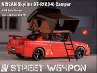 Street Warrior 1/64 Nissan Skyline GT-R BNR34 Camper w/ Tent Red