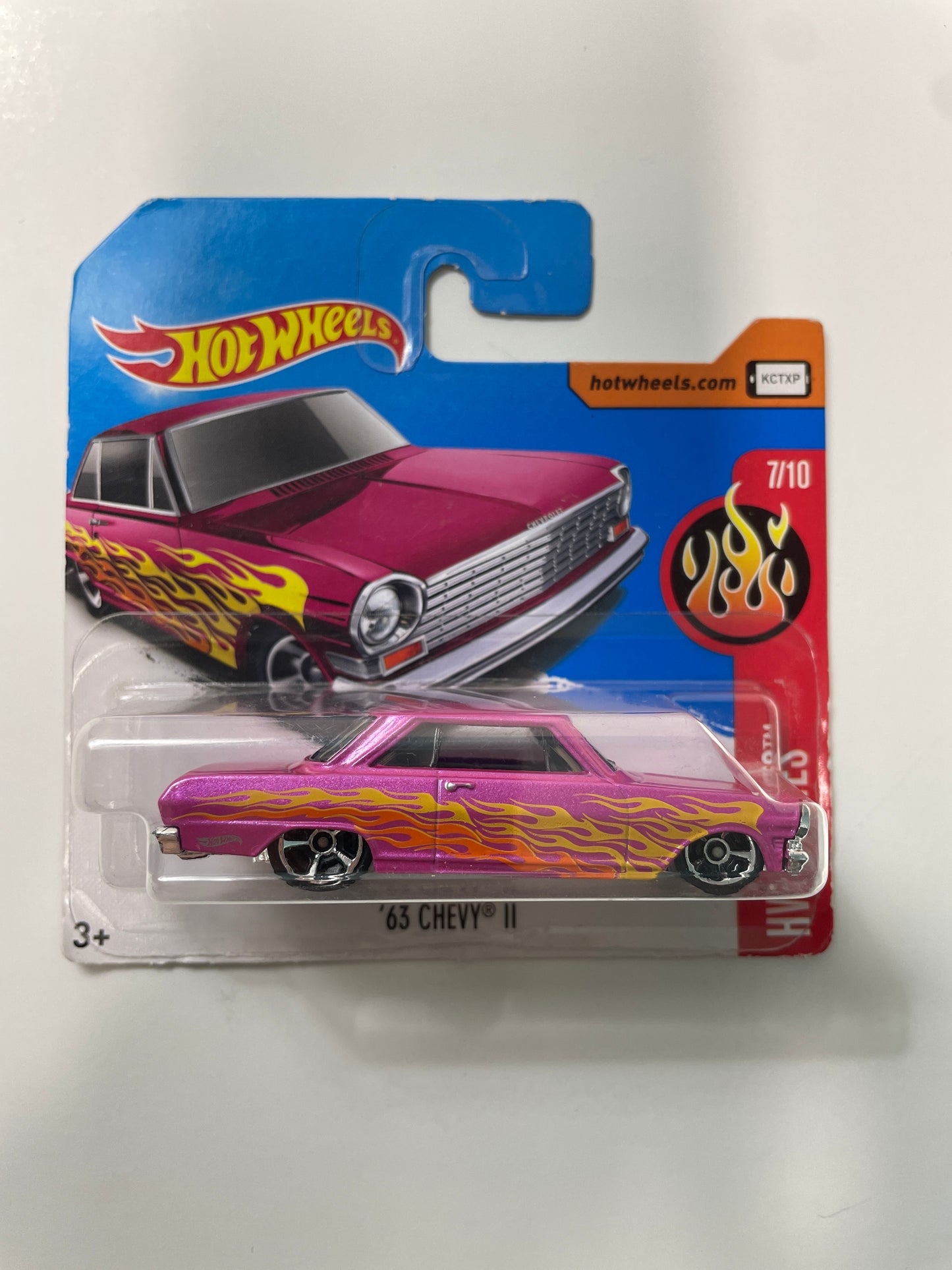 Hot Wheels 1/64 ‘63 Chevy ll Pink Short Card - Damaged Box