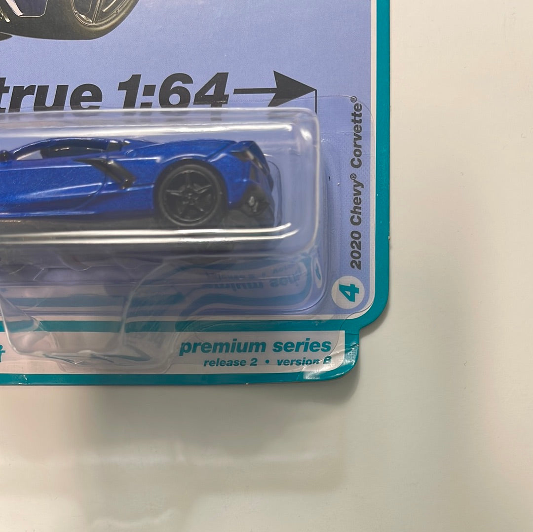 1/64 Auto World Sports Cars Version B 2020 Chevy Corvette Elkhart Lake Blue - Damaged Card