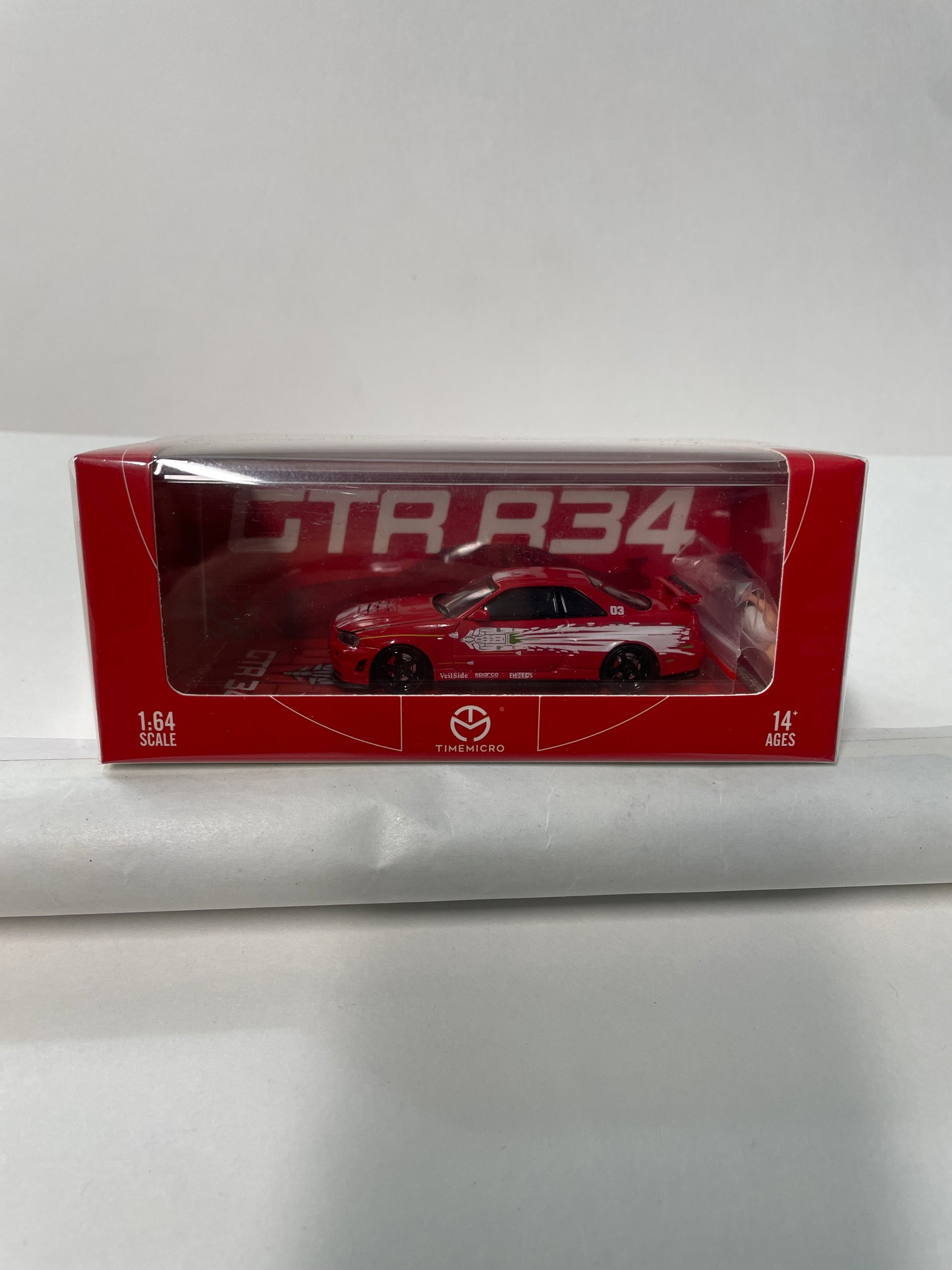 Time Micro 1/64 Nissan GTR R34 Red w/ Figure