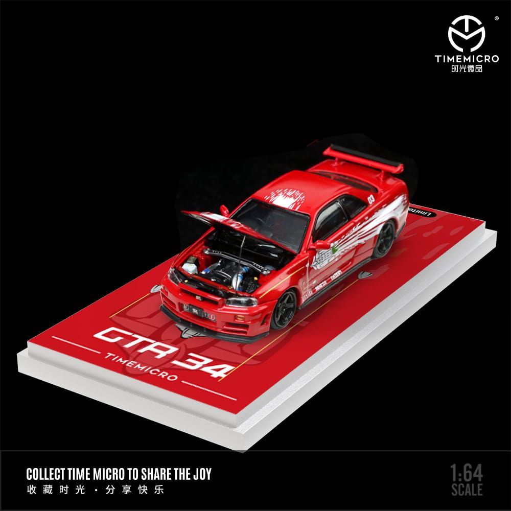Time Micro 1/64 Nissan GTR R34 Red w/ Figure