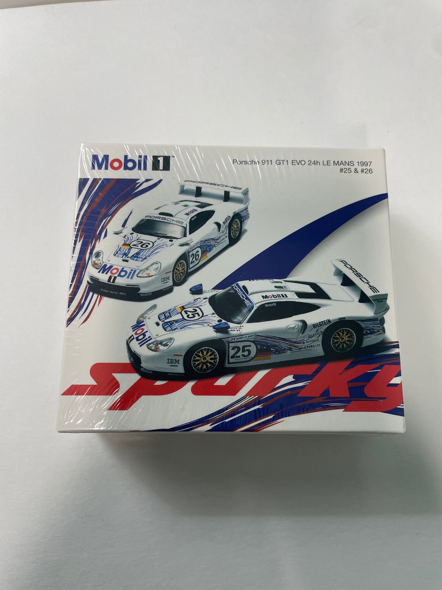 Tiny X Sparkmodel 1/64 Mobil 1 Porsche 911 GT1 Evo 24h Le Mans 1997 #25 & #26 White - YCOMBO64022