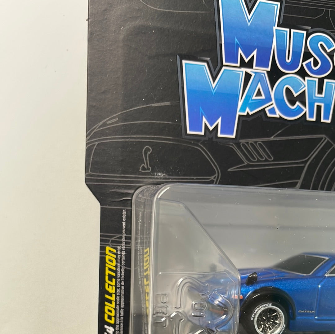 1/64 Muscle Machines 1972 Datsun 240Z Blue - Damaged Card