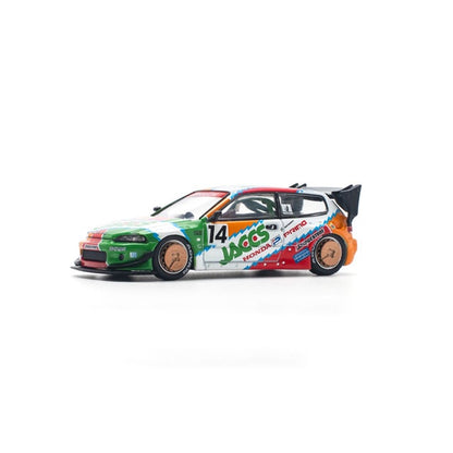 Pop Race 1/64 Pandem Honda Civic EG6 #14 Orange & Green