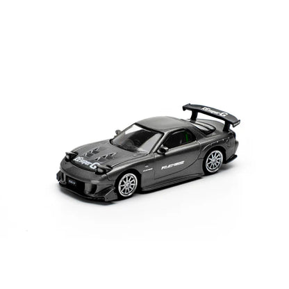 Pop Race 1/64 Mazda RX7 Re-Amemiya Widebody Gun Metal Black - PR64-0255