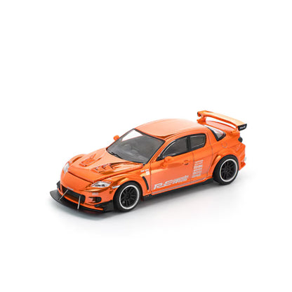 Pop Race 1/64 Mazda RX8 RE-Amemiya Widebody Chrome Orange - PR64-0281