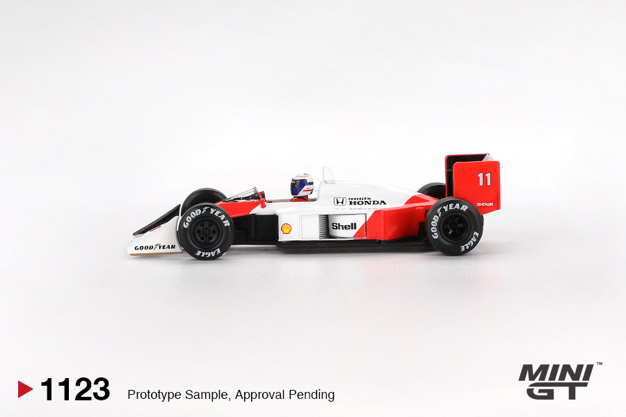 Mini GT 1/64 McLaren MP4/4 #11 1988 Japanese Grand Prix 2nd Place Alain Prost White/ Red - MGT01123