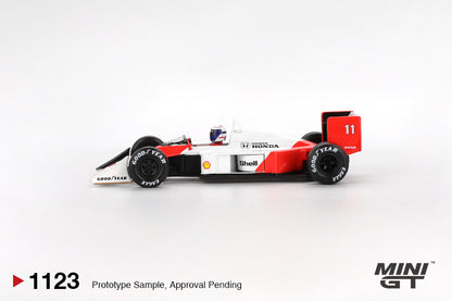 Mini GT 1/64 McLaren MP4/4 #11 1988 Japanese Grand Prix 2nd Place Alain Prost White/ Red - MGT01123