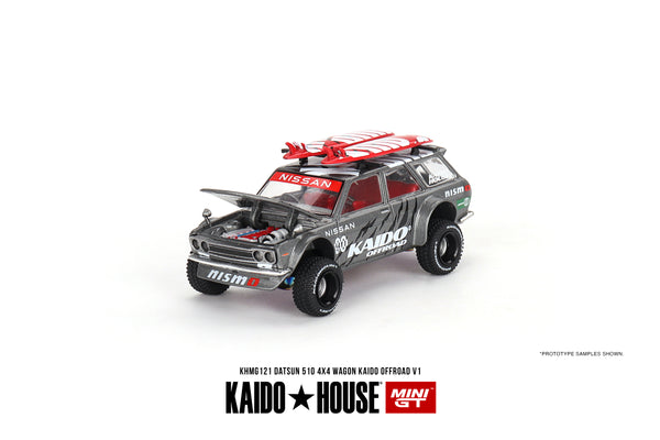 Mini GT x Kaido House 1/64 Datsun KAIDO 510 Wagon 4x4 Kaido Offroad V1 Silver