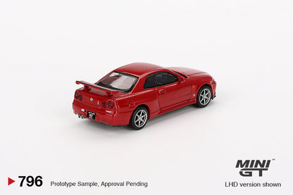 Mini GT 1/64 Nissan Skyline GT-R (R34) V-Spec Active Red