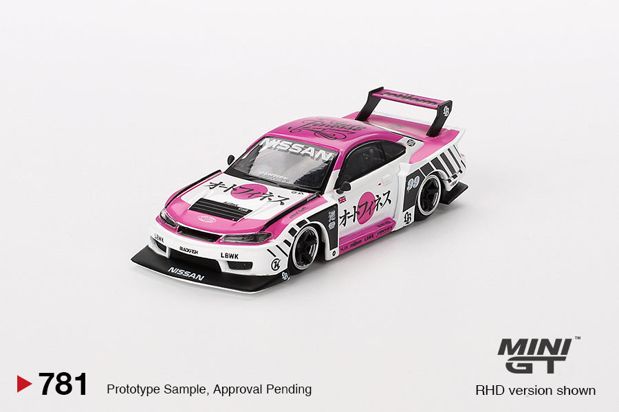 Mini GT 1/64 Nissan Silvia (S15) LB-Super Silhouette  Auto Finesse SEMA 2023 White & Pink