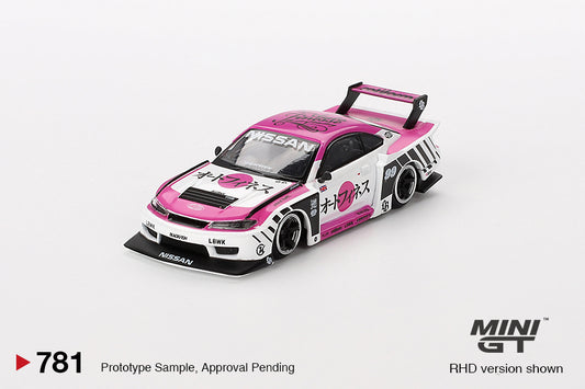 Mini GT 1/64 Nissan Silvia (S15) LB-Super Silhouette  Auto Finesse SEMA 2023 White & Pink