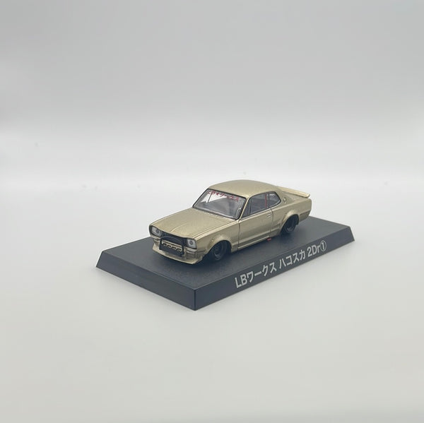 Aoshima 1/64 Grachan Collection Diecast Minicar Nissan Skyline LB Works 1971 GC10 2-Door Gold *Open Box*