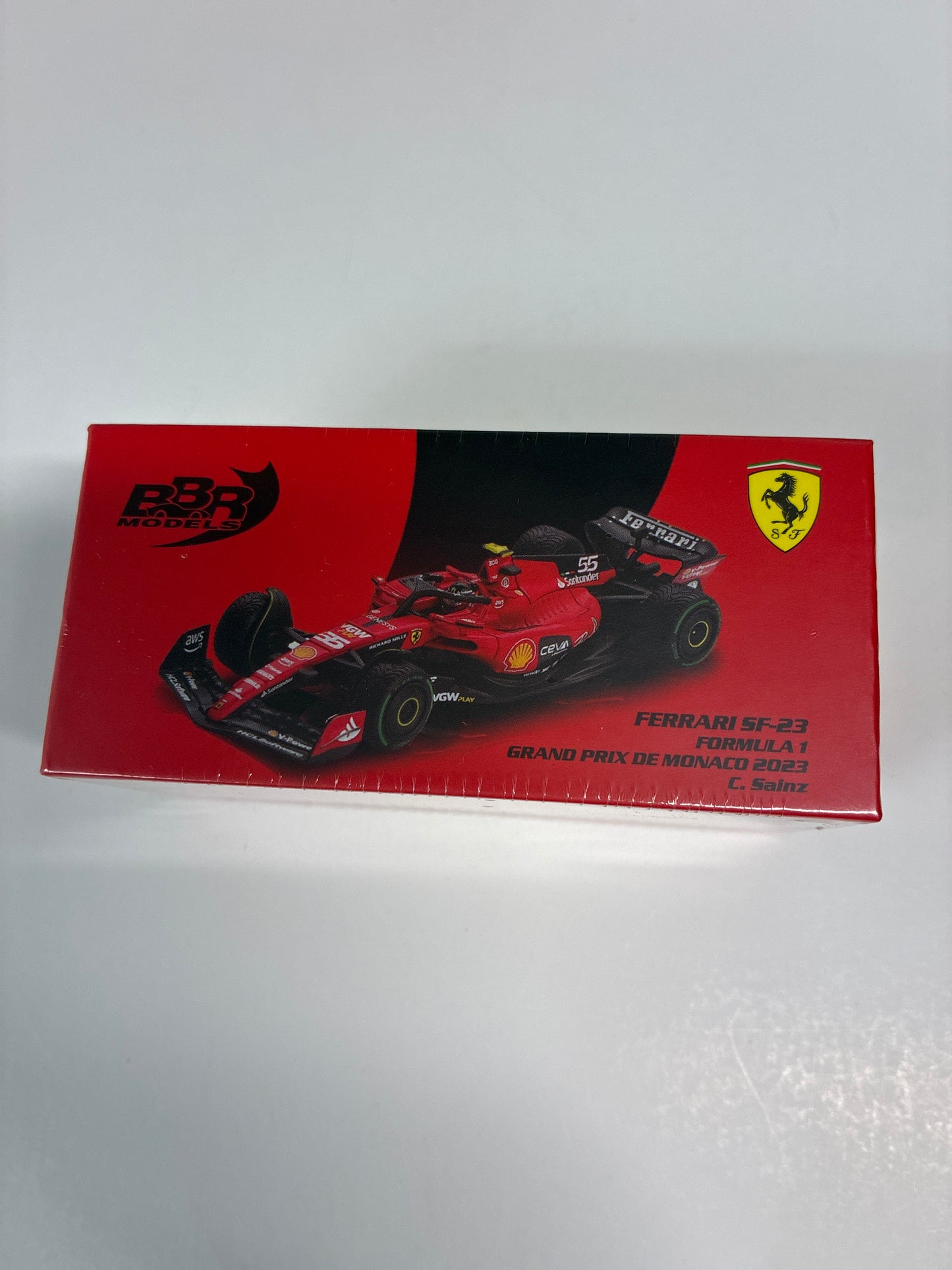 BBR Models 1/64 Ferrari SF-23 Formula 1 Grand Prix De Monaco 2023 C. Sainz #55 Red - BBRFER64023