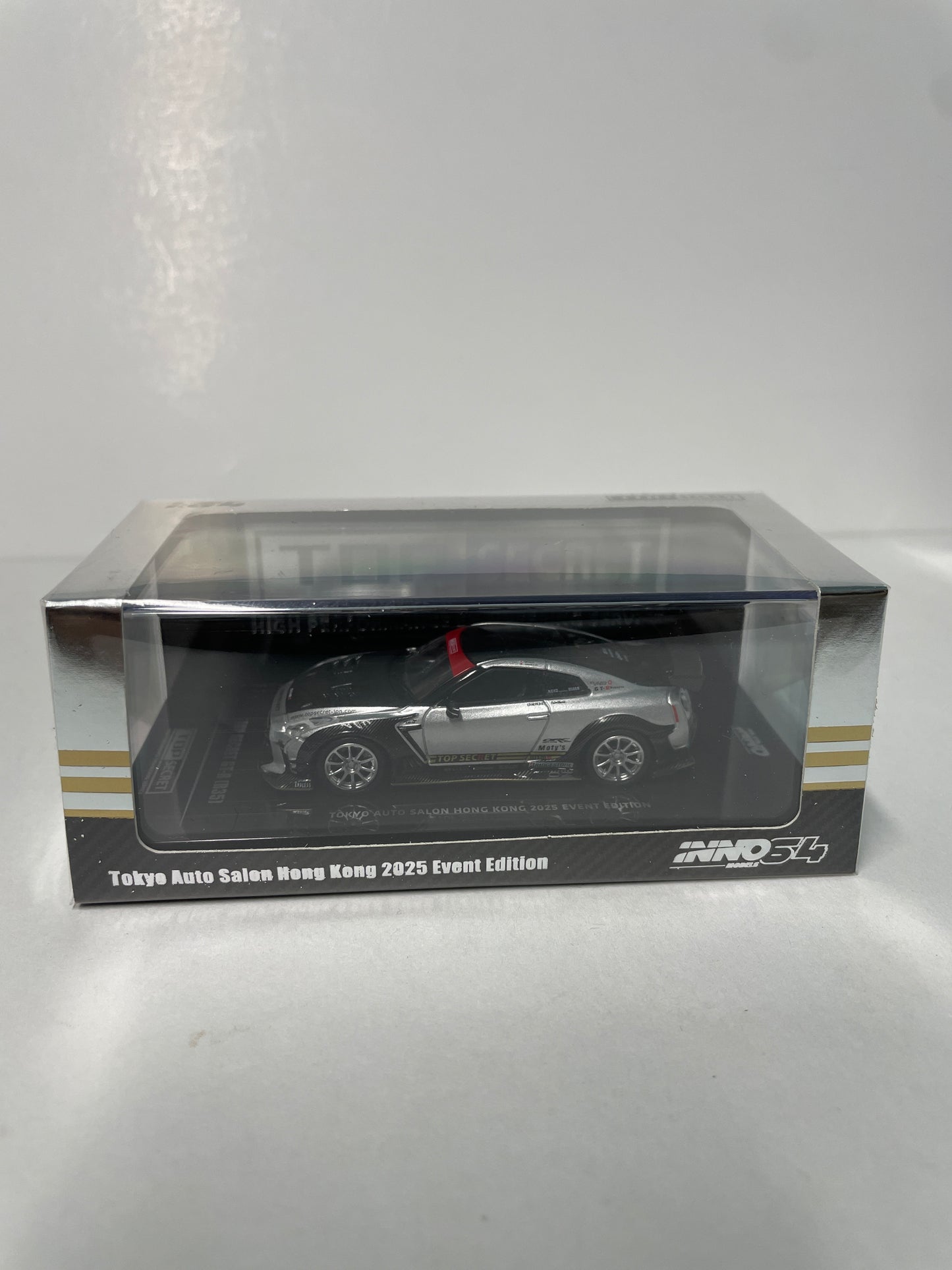 Inno64 1/64 Top Secret Nissan GT-R (R35) Tokyo Auto Salon Hong Kong 2025 Event Edition Grey & Black - IN64-R35TS-TASHK25