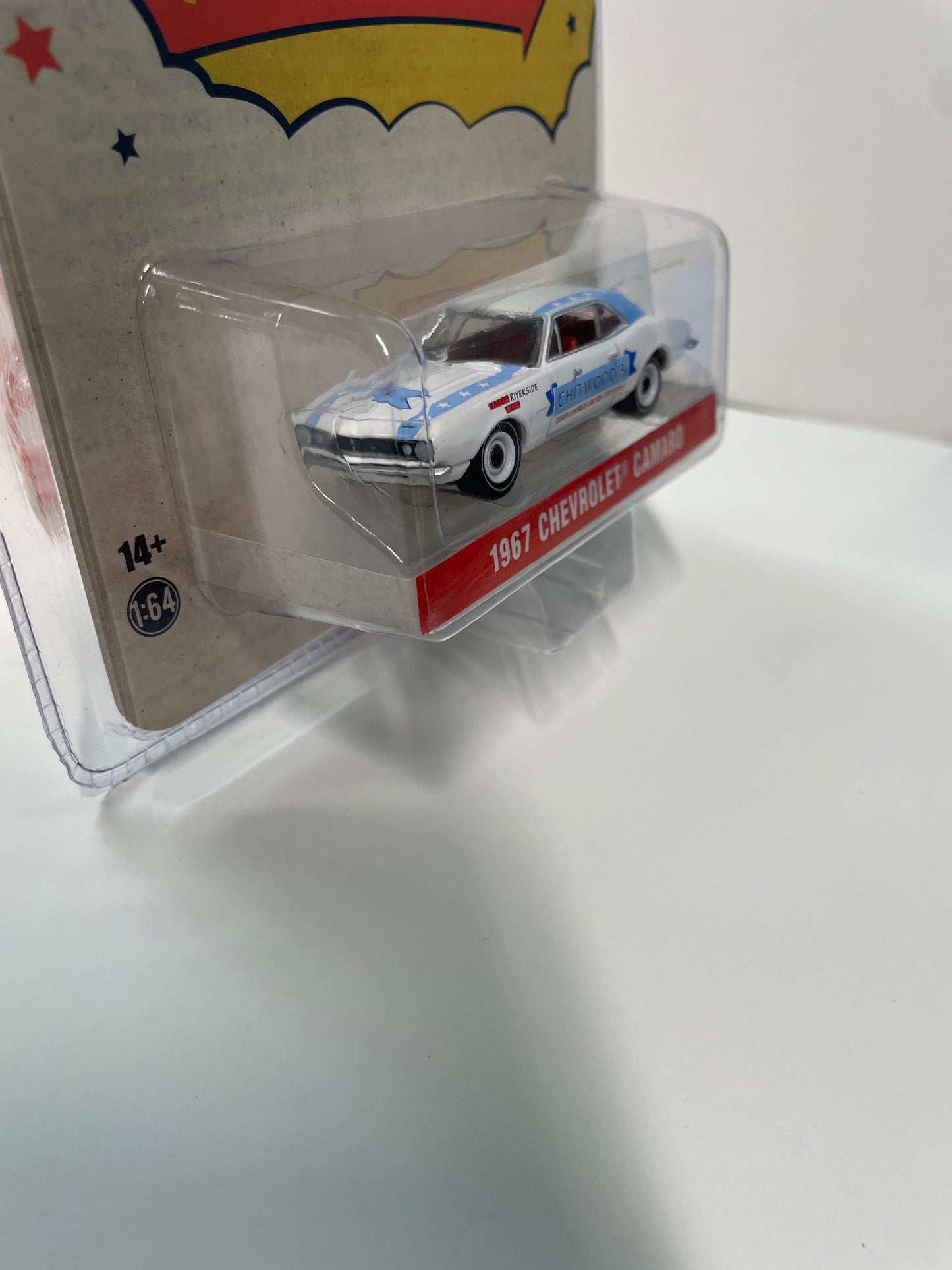 Greenlight 1/64 Hobby Exclusive Joie Chitwood's Thrill Show 1967 Chevrolet Camaro White & Blue