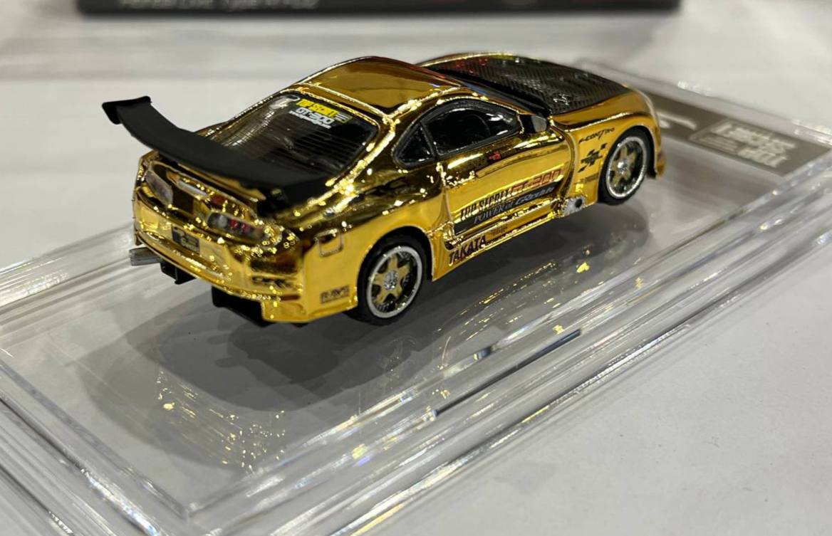 BM Creations 1/64 Top Secret GT-300 Toyota Supra (JZA80) Chrome Gold (SG Delux) - The Diecast Expo 2025 Singapore Dinner Exclusive
