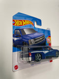 Hot Wheels 1/64 Chevy Silverado Short Card Blue - Damaged Card