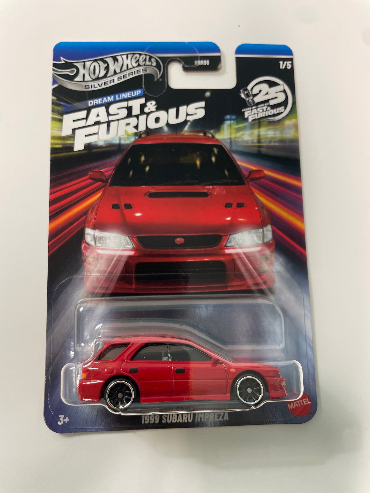 Hot Wheels 1/64 Silver Series Dream Lineup Fast & Furious 1999 Subaru Impreza Red - JKX10