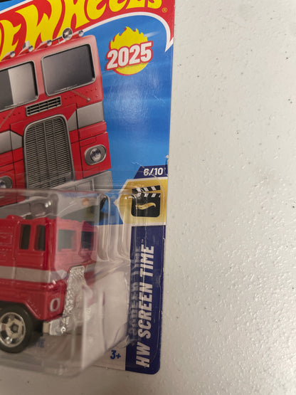 Hot Wheels 1/64 Transformers Optimus Prime Red & Blue - Damaged Box