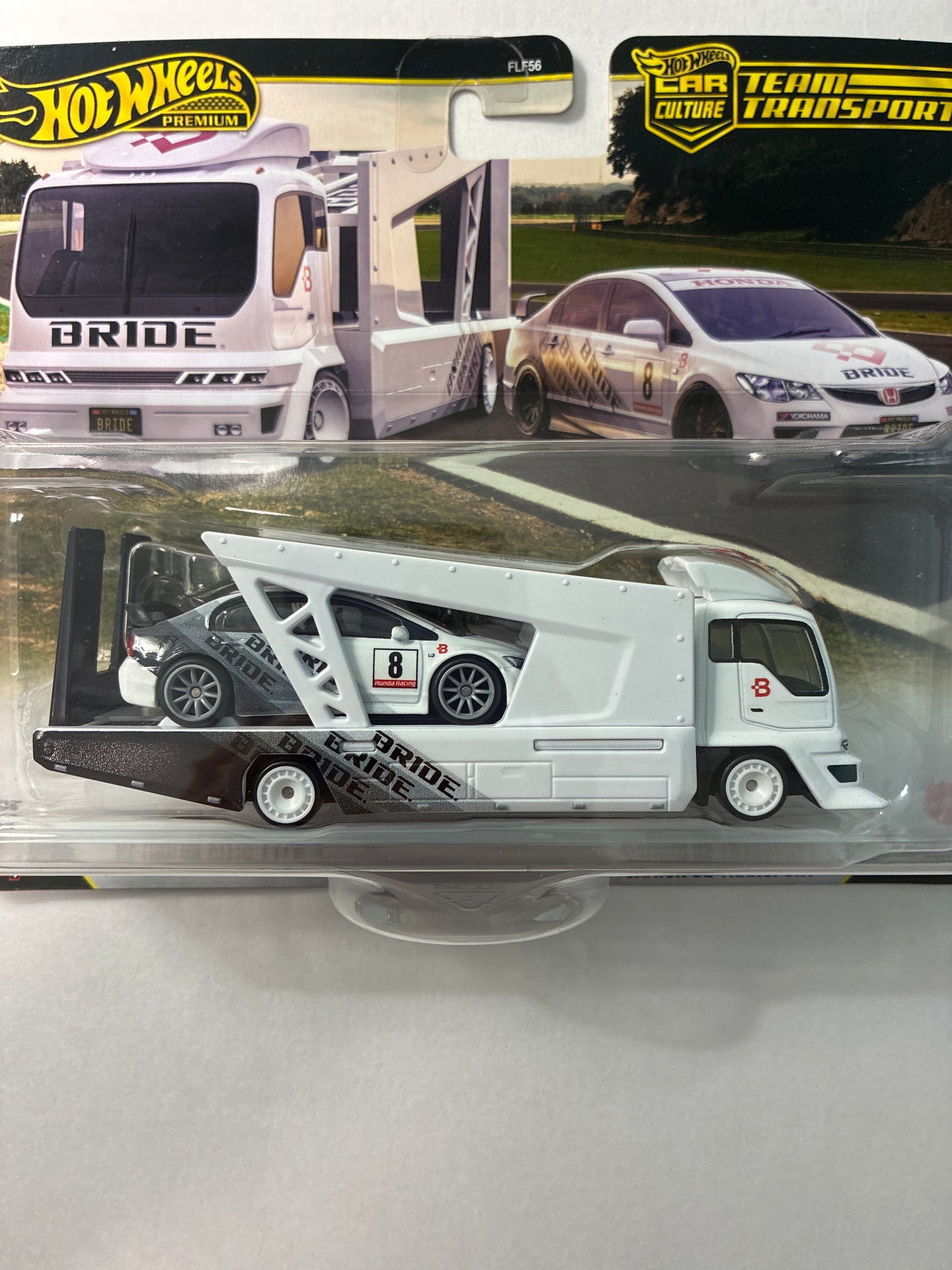 Hot Wheels 1/64 Car Culture Team Transport 2026 Mix L '07 Honda Civic Type R & Kousoku Hauler Camion De Transport White & Black - JHX94 - Damaged Box