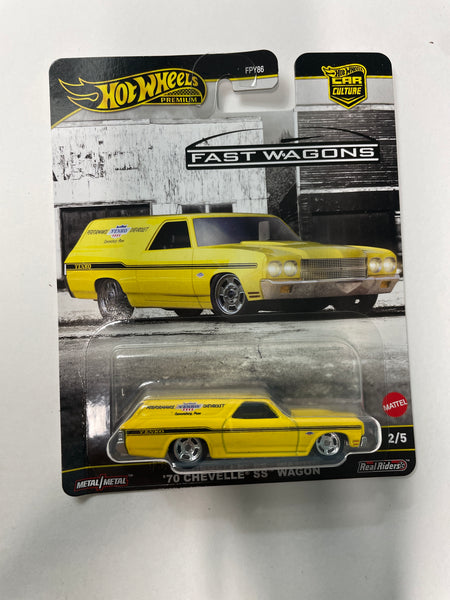 Hot Wheels 1/64 Car Culture Fast Wagons '70 Chevelle SS Wagon Yellow - Damaged Card