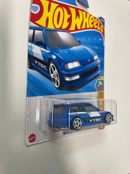*Japan Card* Hot Wheels 1/64 ‘90 Honda Civic EF Blue - Damaged Card