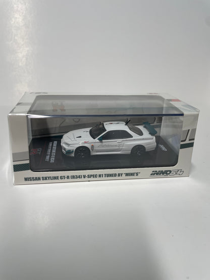 Inno64 1/64 Nissan Skyline GT-R R34 V-Spec N1 Tuned By Mine's White & Green