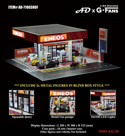 American Diorama x G-Fans 1/64 Japan Gas Station Eneos Diorama - AD-710038GF