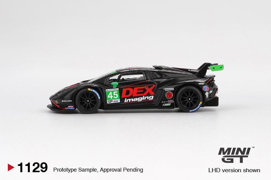 Mini GT 1/64 Lamborghini Huracán GT3 EVO2 #45 2024 IMSA Daytona 24 Hrs No. 45 DEX Imaging Black - MGT01129