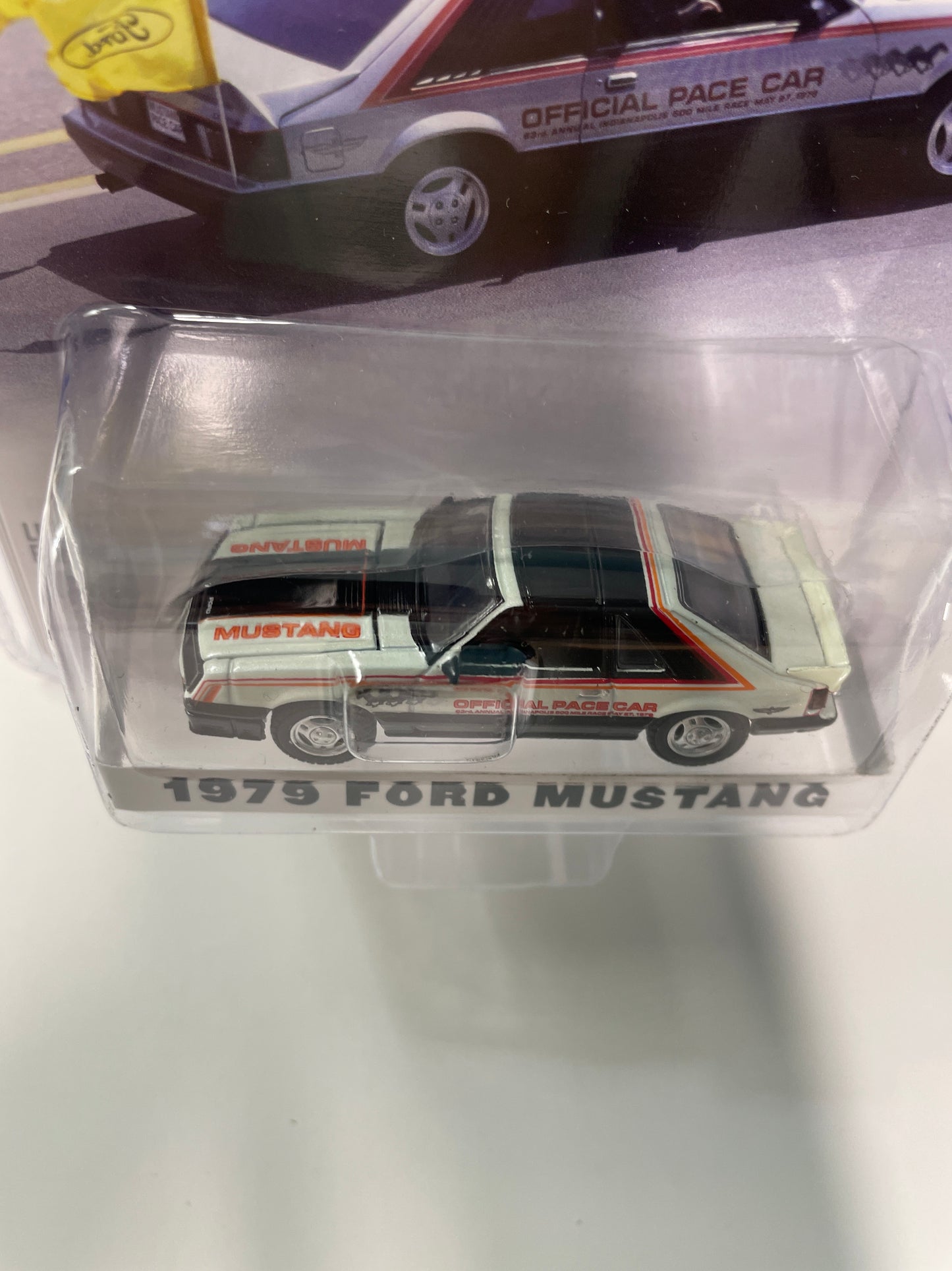 Greenlight 1/64 Hobby Exclusive Indianapolis Motor Speedway 1979 Ford Mustang Black & White