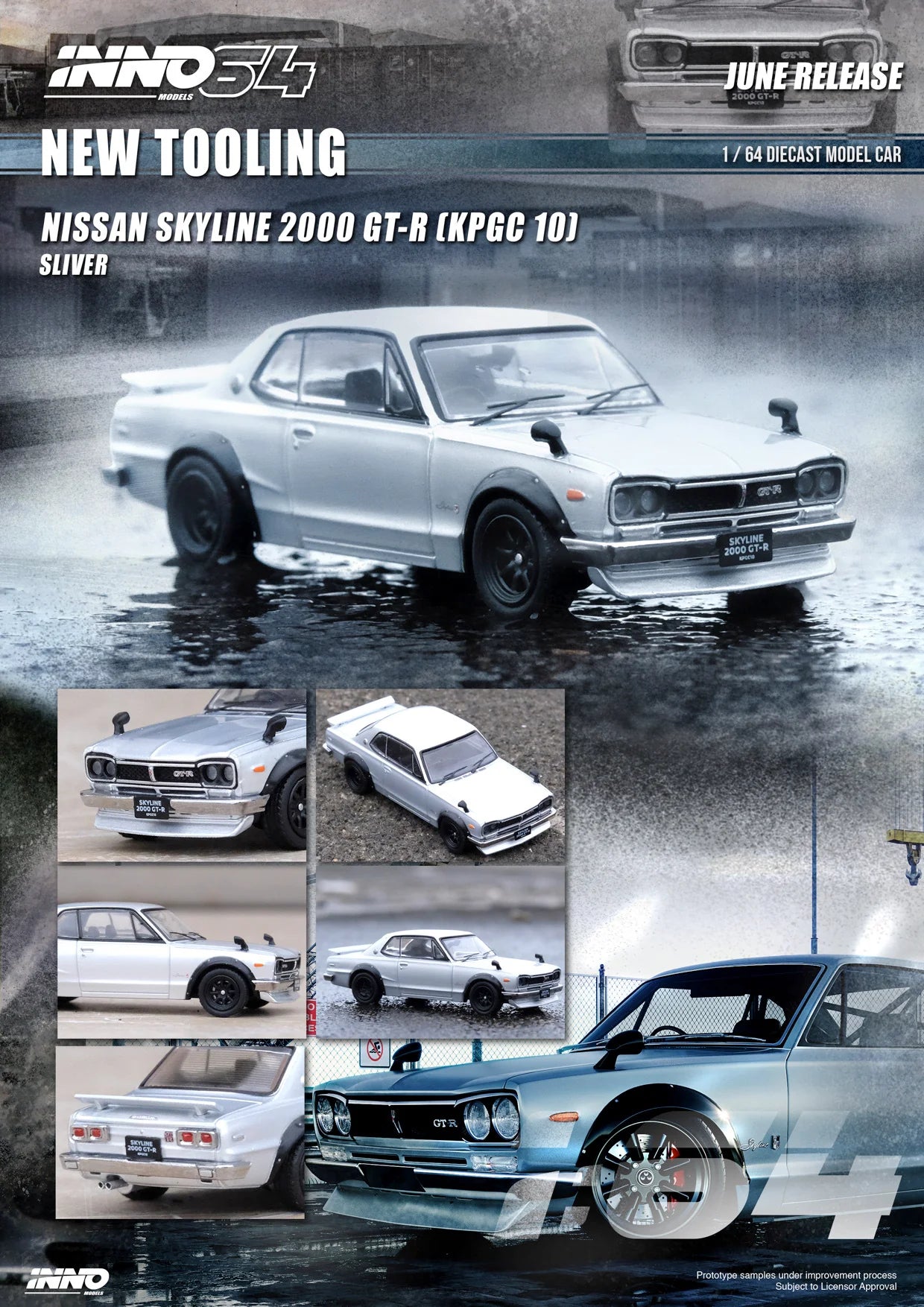 Inno64 1/64 Nissan Skyline 2000 GT-R (KPGC10) Silver - IN64-KPGC10-SIL