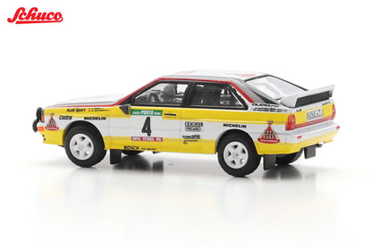 Schuco 1/64 Audi Quattro #4 Rallye Portugal 1984 White & Yellow - 45 203 7000 - Damaged Box