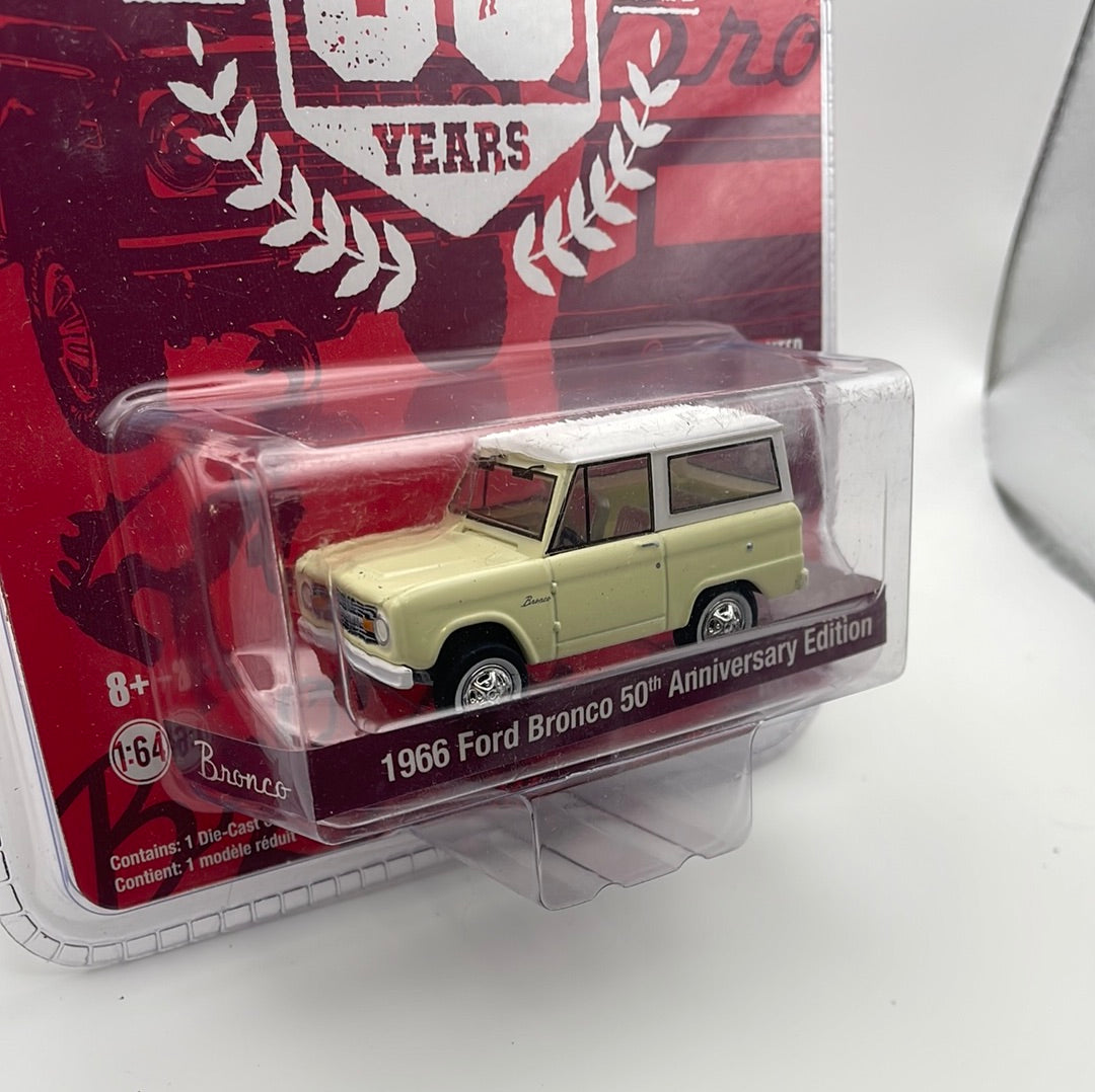 1/64 Greenlight One Wild Horse 1966 Ford Bronco 50th Anniversary Edition Yellow