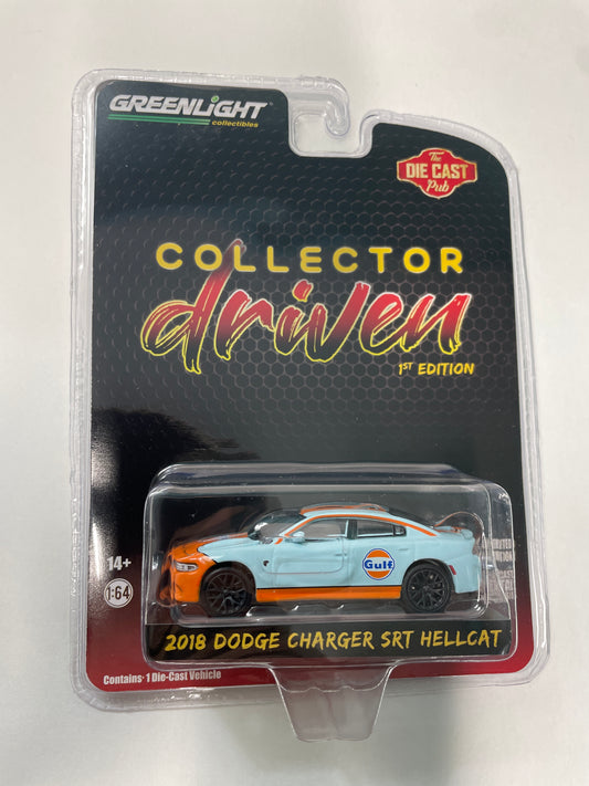 Greenlight 1/64 Collector Driven 1st Edition 2018 Dodge Charger SRT Hellcat Gulf Blue & Orange - 51501-A