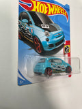 Hot Wheels 1/64 Fiat 500 Blue - Damaged Card