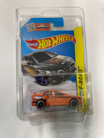 Hot Wheels 1/64 Factory custom Super Treasure Hunt 2008 Mitsubishi Lancer Evolution Orange w/ Black Wheels- Damaged Card